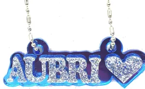 MIRROR MANIA Personalized Name Plate Custom Name Necklace Nameplate Name Laser Cut, Diamond Look, Made To Order Any Name - Dazzling and Stunning!