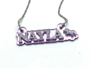 MIRROR MANIA Personalized Name Plate Custom Name Necklace Nameplate Name Laser Cut, Diamond Look, Made To Order Any Name - Dazzling and Stunning!