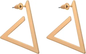 Modern Geometric Triangle Earrings for Women  Minimalist 18K Gold Plated Statement Stud Earrings  Bold Hollow Design for Fashion, Work & Night Out #D010425