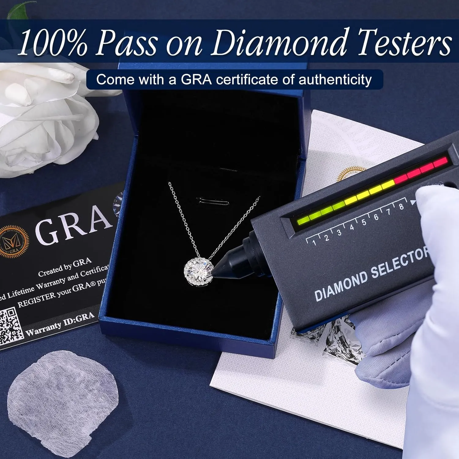 Moissanite Necklace Halo Pendant for Women 0.5CT-4.0CT 18K White/Yellow Gold Plated Sterling Silver Dainty Anniversary Day Present for Her Wife Mother 18 2 inches Lab Created Dimaond Jewelry with GRA Certificate of Authenticity