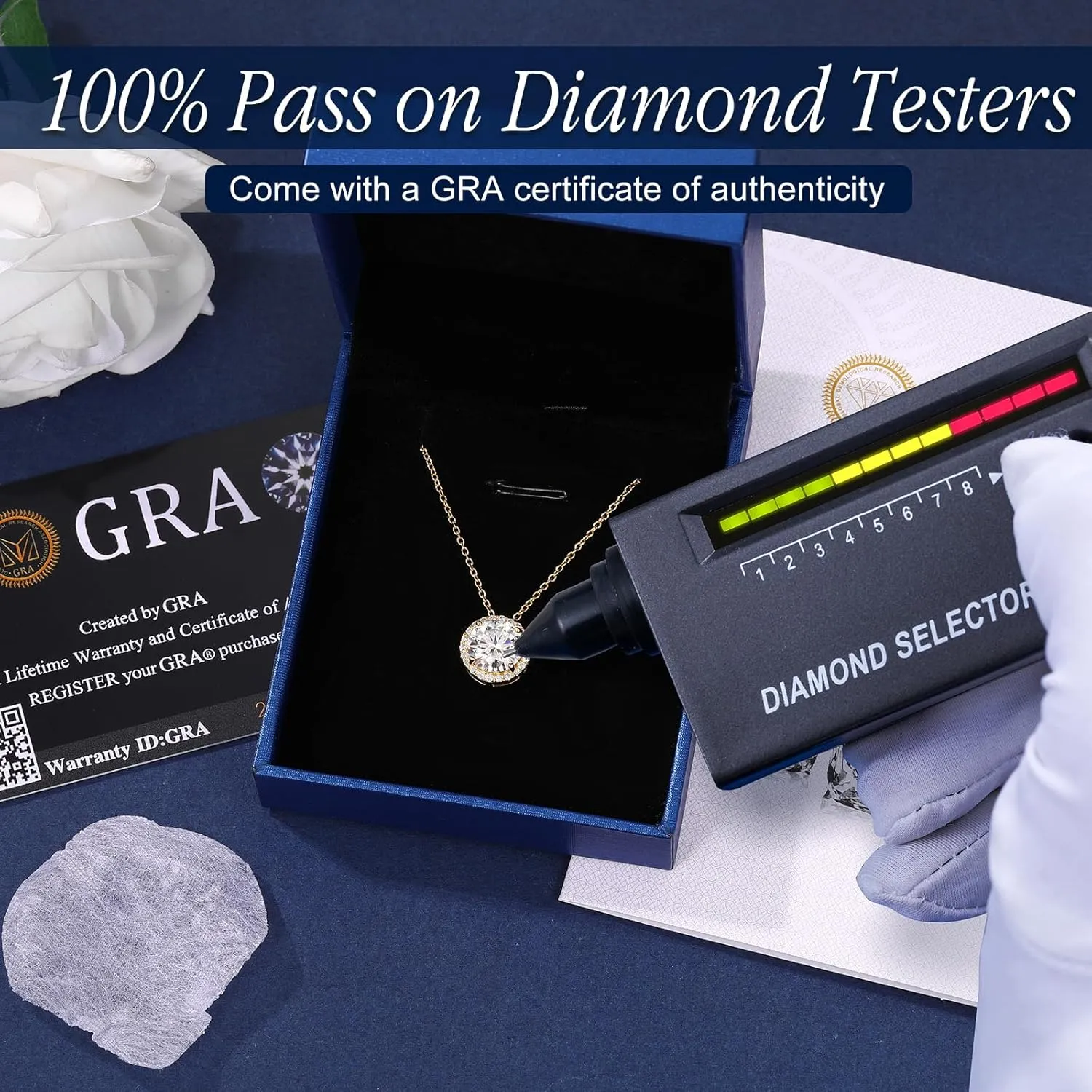 Moissanite Necklace Halo Pendant for Women 0.5CT-4.0CT 18K White/Yellow Gold Plated Sterling Silver Dainty Anniversary Day Present for Her Wife Mother 18 2 inches Lab Created Dimaond Jewelry with GRA Certificate of Authenticity