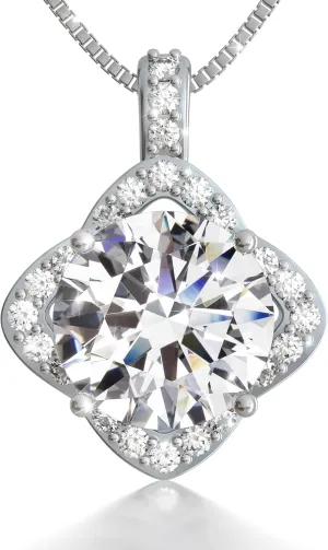 Moissanite Necklaces for Women, 925 Sterling Silver Platinum plated Necklace for Girlfriend, Ideal Birthday Jewelry Gifts for Wife