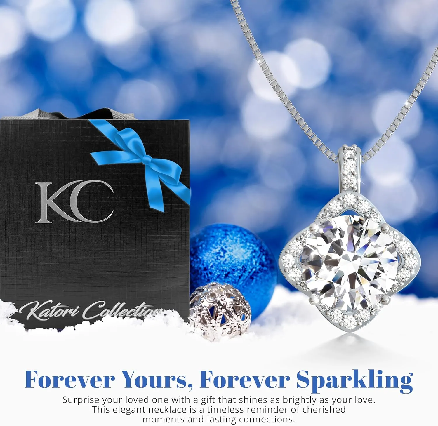 Moissanite Necklaces for Women, 925 Sterling Silver Platinum plated Necklace for Girlfriend, Ideal Birthday Jewelry Gifts for Wife