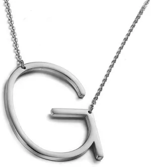 MOMOL Sideways Initial Necklace 18K Gold Plated Stainless Steel Large Big Letters Pendant Necklace Script Name Monogram Necklaces for Women