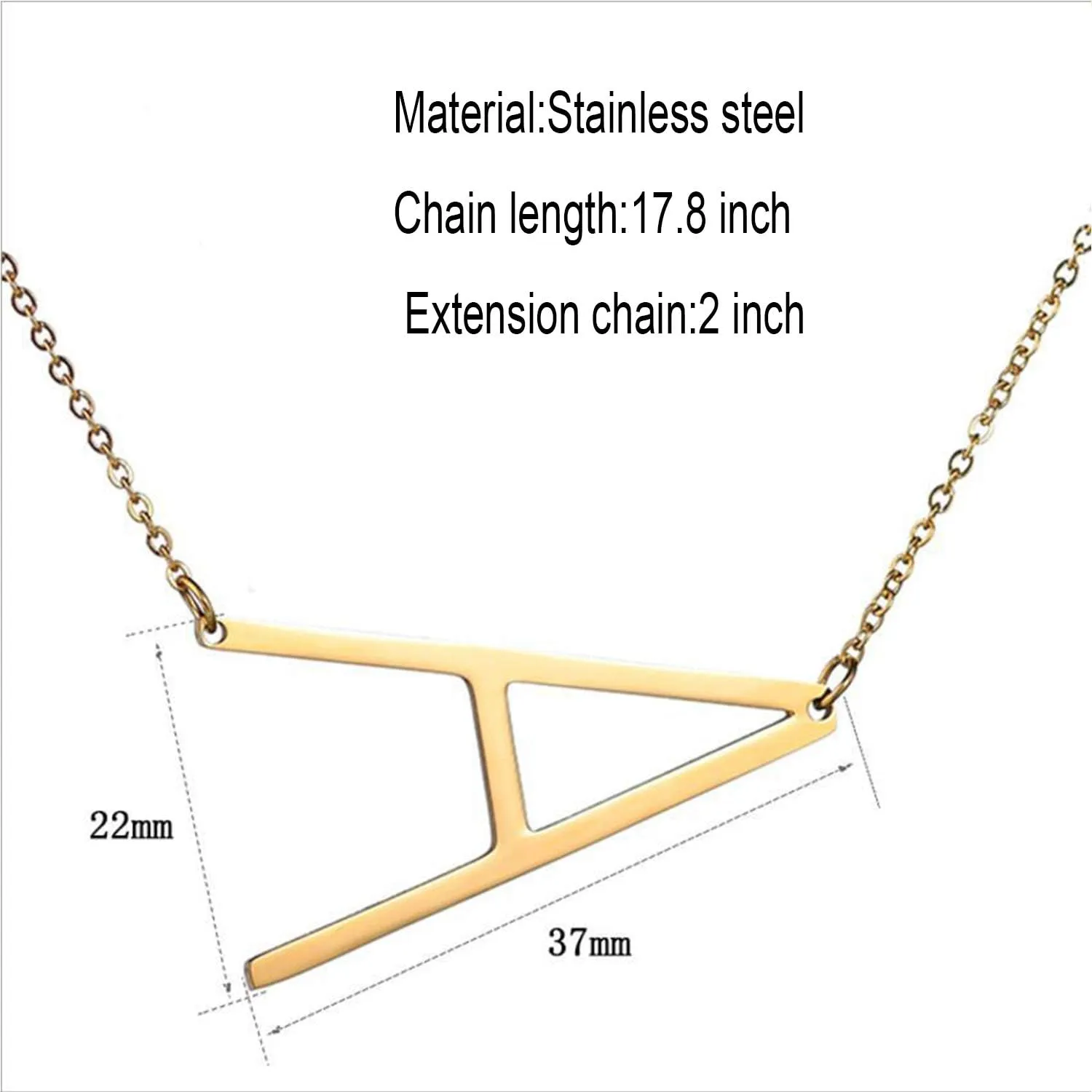 MOMOL Sideways Initial Necklace 18K Gold Plated Stainless Steel Large Big Letters Pendant Necklace Script Name Monogram Necklaces for Women