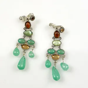 Monet Chandelier Green Amber Earrings