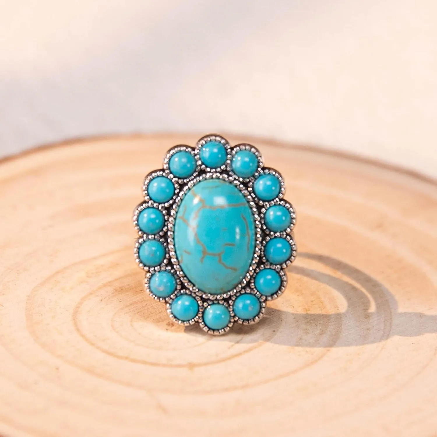 Montana West Rustic Couture's Bohemian Turquoise Cuff Ring for Women Cowgirl