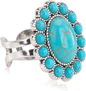 Montana West Rustic Couture's Bohemian Turquoise Cuff Ring for Women Cowgirl