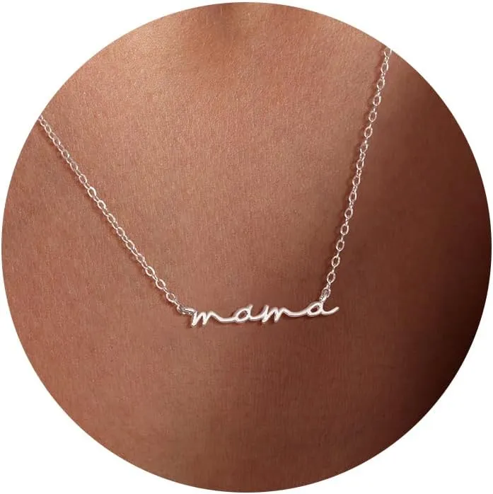 Moodear Mothers Day Gifts Mama Pendant Necklaces for Women - Dainty Small 18K Gold Plated Mom Necklace Non Tarnish Gift for Mom,New Mom Trendy