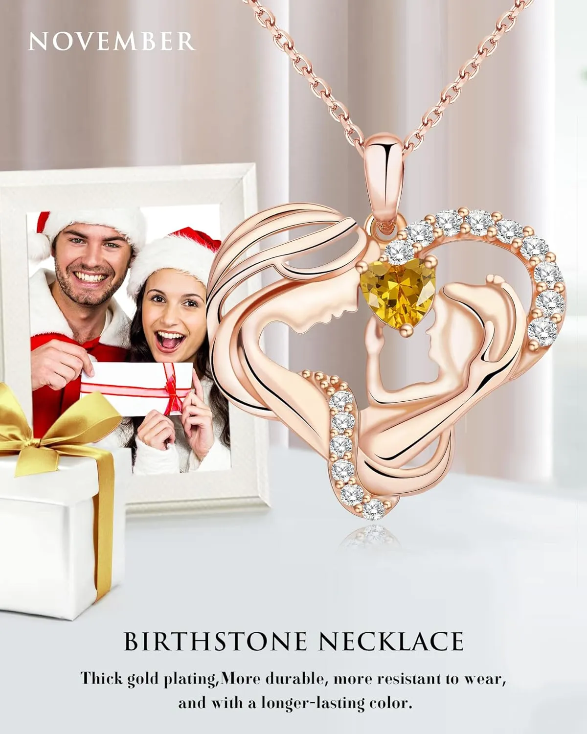Mothers Day Gifts for Mom - Rose Heart Necklaces for Women, 925 Sterling Silver Birthstone Jewelry to My Wife Necklace, Birthday Gifts for Mother Grandma Girlfriend Her
