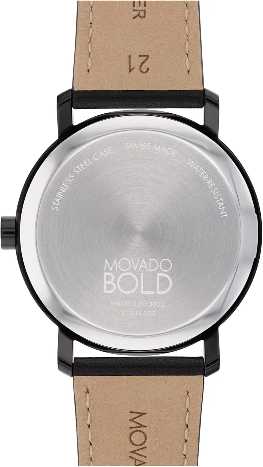 Movado Bold Evolution 2.0 Men's Watch - Swiss Quartz Movement, Nappa Leather Strap - 3 ATM Water Resistance - Luxury Fashion Timepiece for Him - 40mm