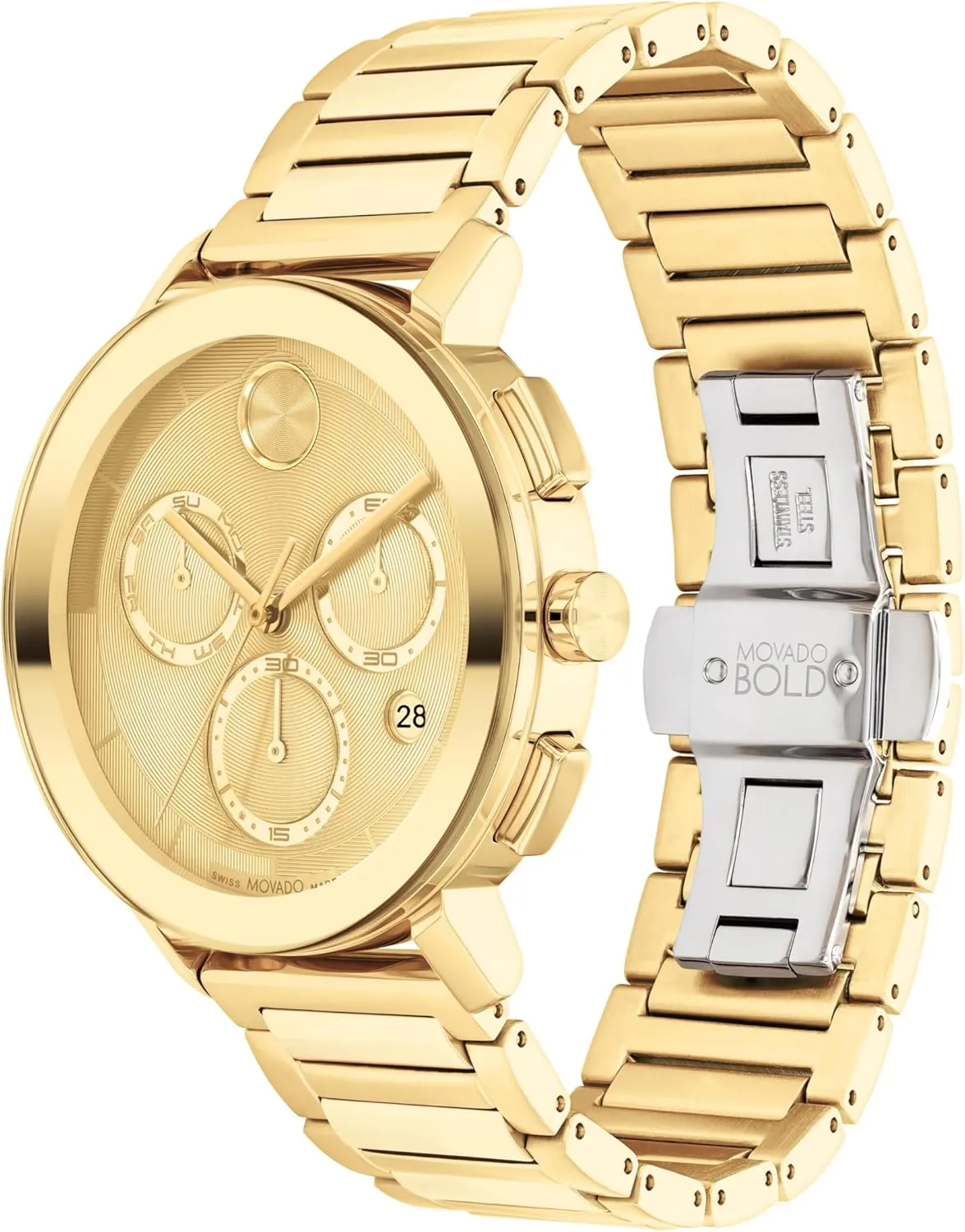 Movado Bold Evolution 2.0 Men's Watch - Swiss Quartz, Stainless Steel Link Bracelet - 3 ATM Water Resistance