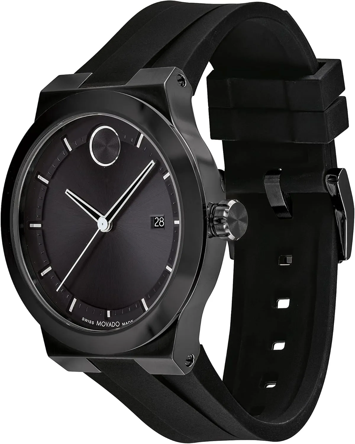 Movado Bold Fusion Men's Luxury Quartz Watch - Swiss Movement, Silicone Strap, Water Resistance 50 Meters (5ATM) - Classic Timepiece - Gift for Him - 42mm