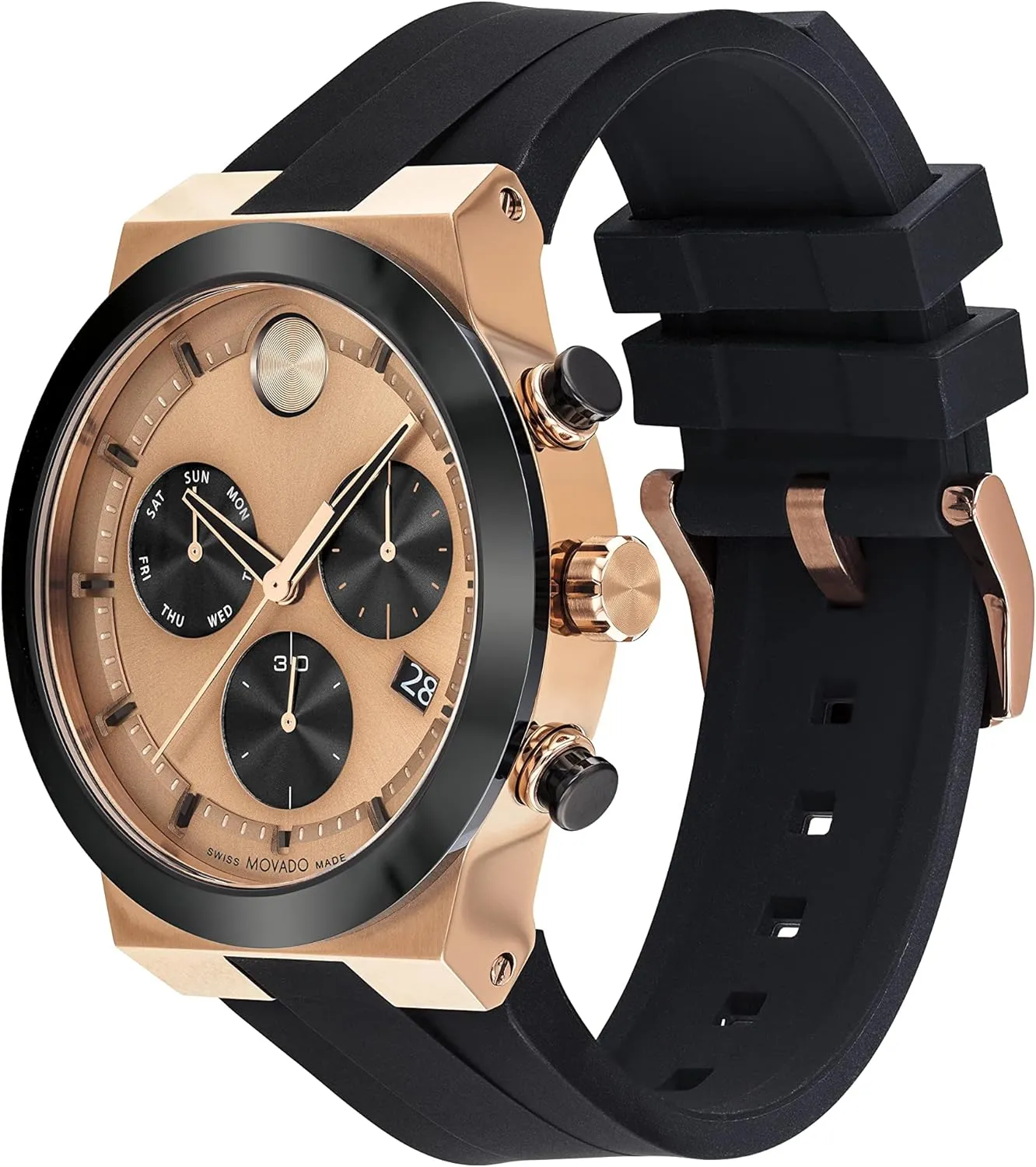 Movado Bold Fusion Men's Watch - Swiss Quartz Chronograph Movement, Silicone Strap - 5 ATM Water Resistance - Luxury Fashion Timepiece for Him - 44.50mm