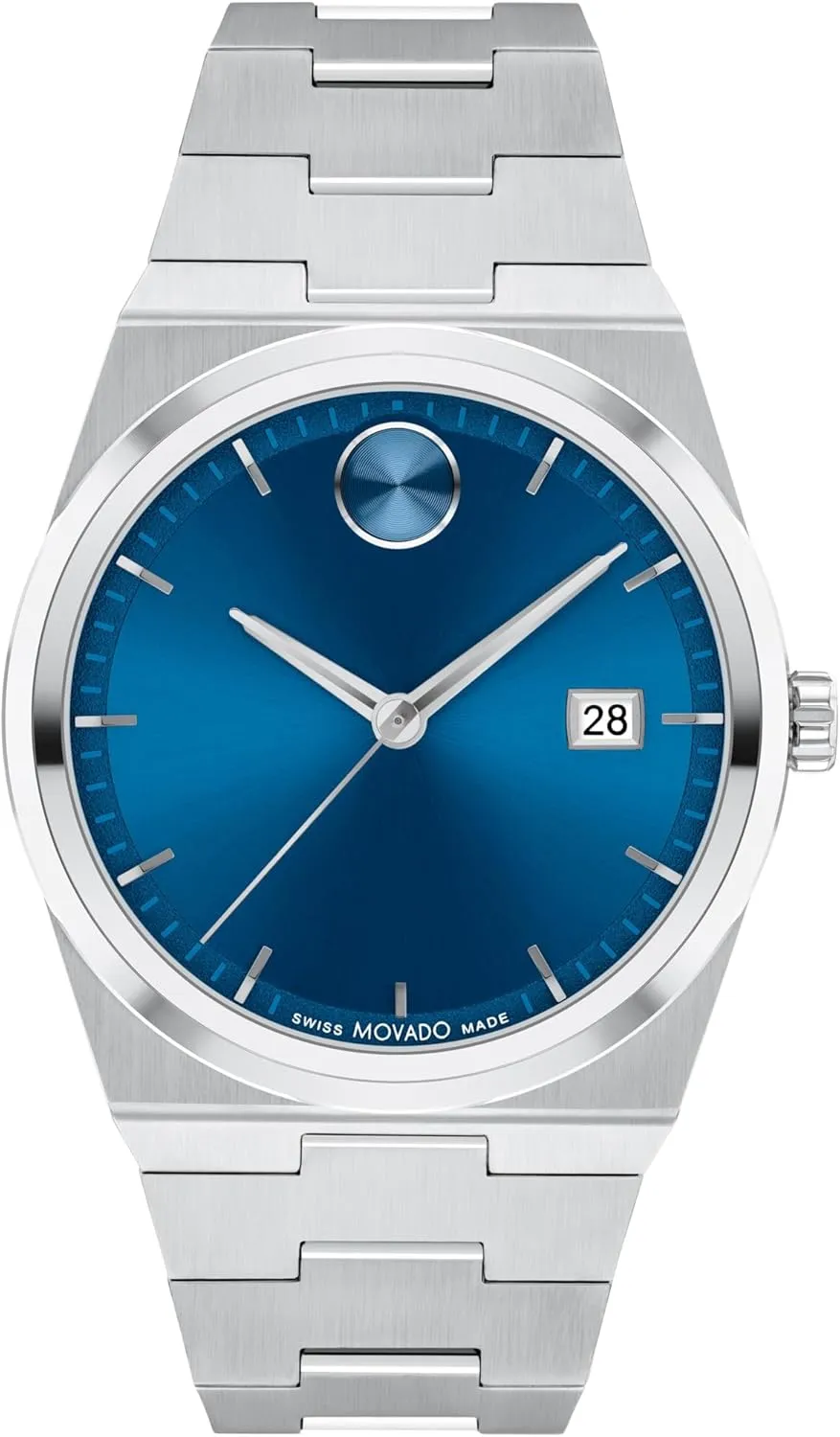 Movado Bold Quest Men's Sport Watch - Swiss Quartz Movement, Stainless Steel Link Bracelet - 5 ATM Water Resistance - Luxury Fashion Timepiece for Him - 40mm