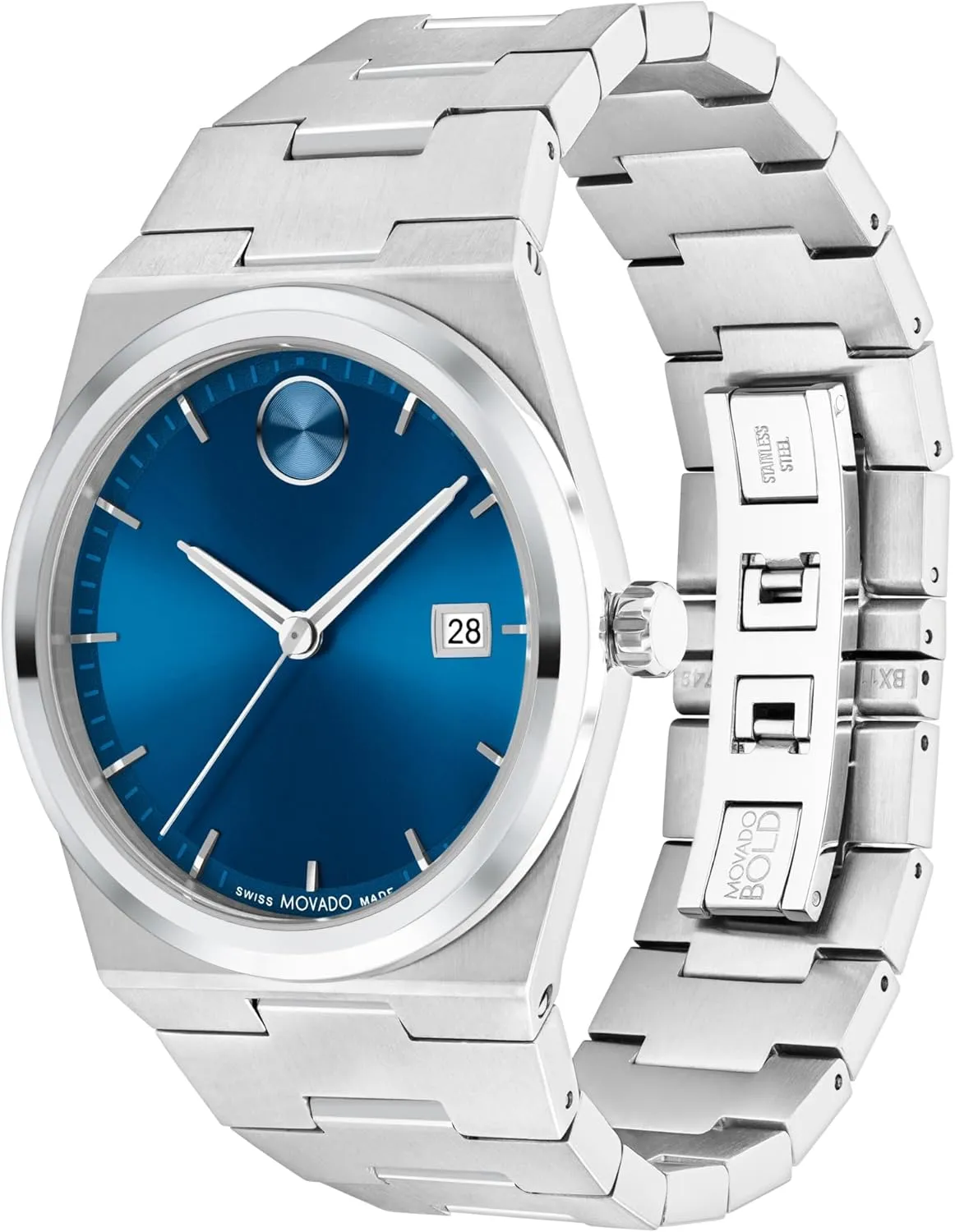 Movado Bold Quest Men's Sport Watch - Swiss Quartz Movement, Stainless Steel Link Bracelet - 5 ATM Water Resistance - Luxury Fashion Timepiece for Him - 40mm