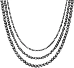 MOZAKA 1-4Pcs Western Navajo Pearl Choker Necklace for Women Western Beaded Choker Adjustable Boho Vintage Necklace Jewelry Gifts