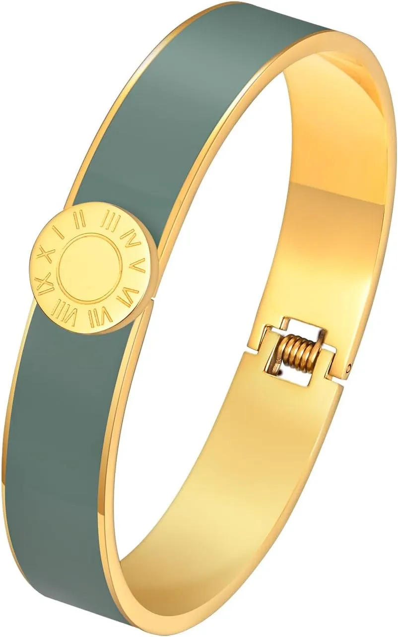 MPRAINBOW Gold Bracelets for Women, 14K Gold Plated Bangle Roman Numerals Friendship Bracelet Trendy Jewelry,Gold Bangles Mothers Birthday Gifts for Her Friend Sister Mom from Son Daughter
