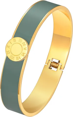 MPRAINBOW Gold Bracelets for Women, 14K Gold Plated Bangle Roman Numerals Friendship Bracelet Trendy Jewelry,Gold Bangles Mothers Birthday Gifts for Her Friend Sister Mom from Son Daughter