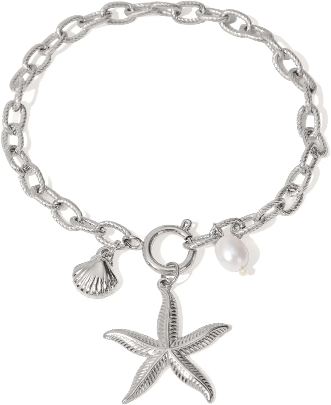 MUYAN Starfish Seashell Chain Bracelet for Women Trendy Beach Charm Bracelet Summer Jewelry