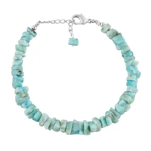 Natural Raw Larimar Gemstones Bracelets, Dolphin Rough Stones, Handmade, Larimar Jewelry, Chakra Healing Crystals, Protection, Birthstone, Silver Plated, 8inch, Christmas Gift