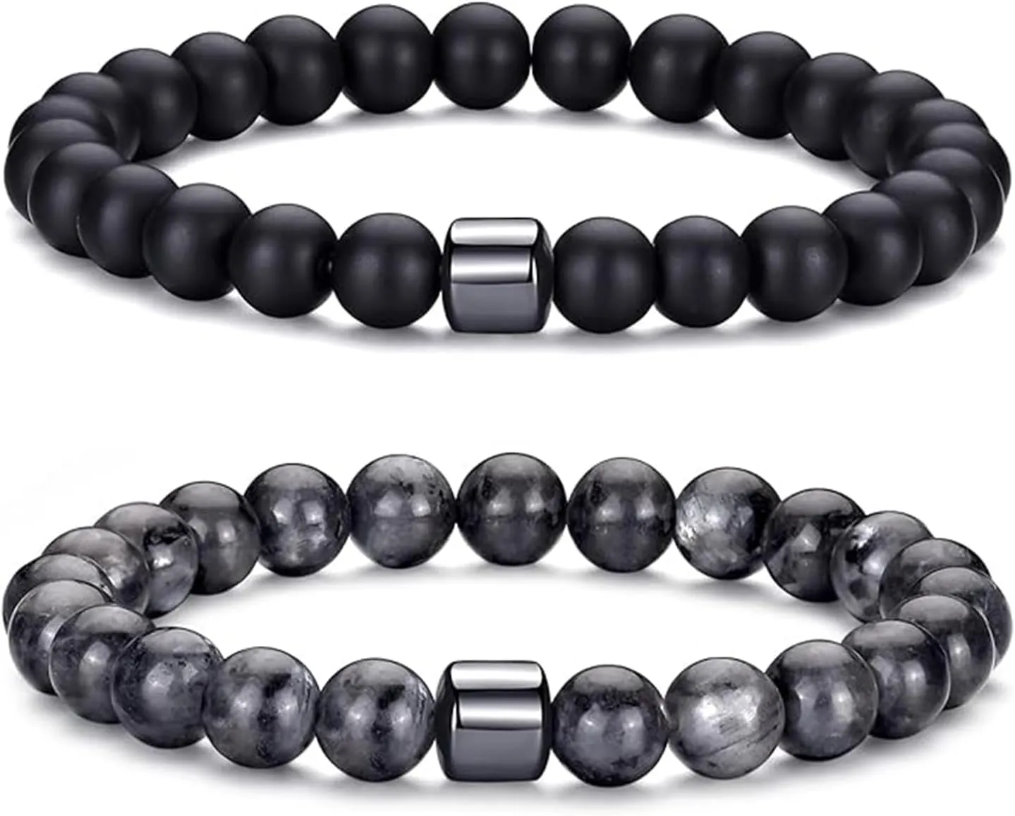 Natural Stone Beaded Stretch Bracelets for Men, Natural Wood Bead Adjustable Bracelet, Handmade Exquisite Gifts