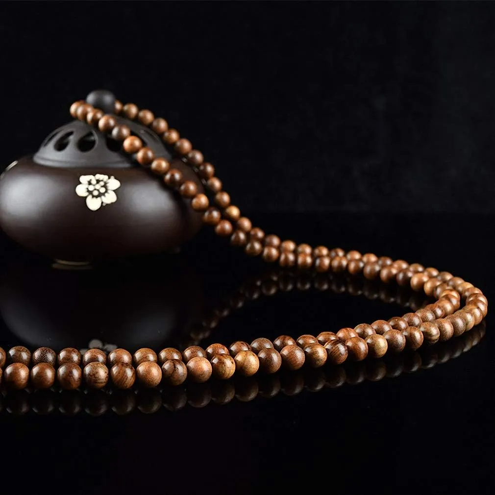 Natural Tiger Skin Wood Prayer Beads Bracelets Tibetan Buddha Rosary Necklace Men Yoga Bracelet