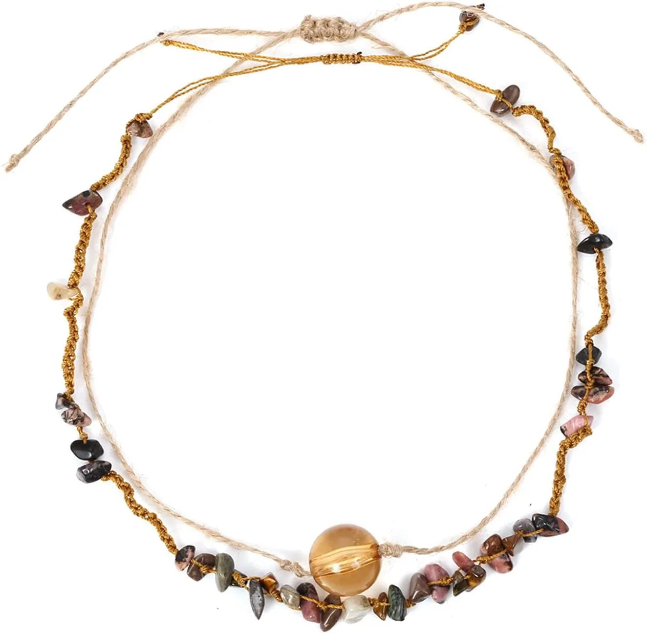 Necklace Chain for Women Girls, Necklace Double Layer Hand-knitted Stone Women Fashion Jewelry Pendant Pendant Necklace for Valentine's Day Gift Birthday Present