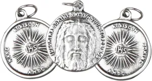 Needzo Holy Face of Jesus Medals, Double Sided Religious Pendants, Catholic Gifts for Jewelry Makers, 1 Inch, Made In Italy (Pack of 3)
