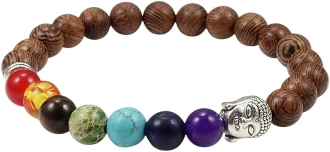 New 2025 Hot Men Natural Wood Beads Bracelets Onyx Meditation Prayer Bead 7 & Bangles Women Wooden Yoga Jewelry Pulseira Fashion Trendy Accessories Creative Gift