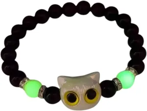 New 2025 Matching Couples Bracelets Women Men Luminous Cat Bracelet Black White Head Bangles Glow In The Dark Friendship Gift Jewelry Fashion Trendy Accessories Creative