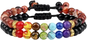 New 2026 Unisex 2Pcs/Set Bead 7 Bracelets&bangles Buddha Prayer Elastic Couple Distance Bracelets For Women Men Pulseira Masculina Jewery Jewelry Fashion Trendy Accessories Creative Gift And