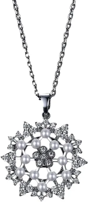 New 2026 Unisex Multiple Imitation Pearls Drop Necklaces Big Snowflake Cubic Zirconia Jewelry For Women Stunning Wedding Bridal Decoration Luxury With You Accessories Trendy For Women And Men