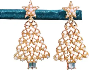 New 2026 Unisex Stainles Stell Geometry Charming Imitation Pearl Tree Zircon Stud Earrings For Women Fashion Jewelry Accessories Christmas Trendy Creative Gift For Women And Men