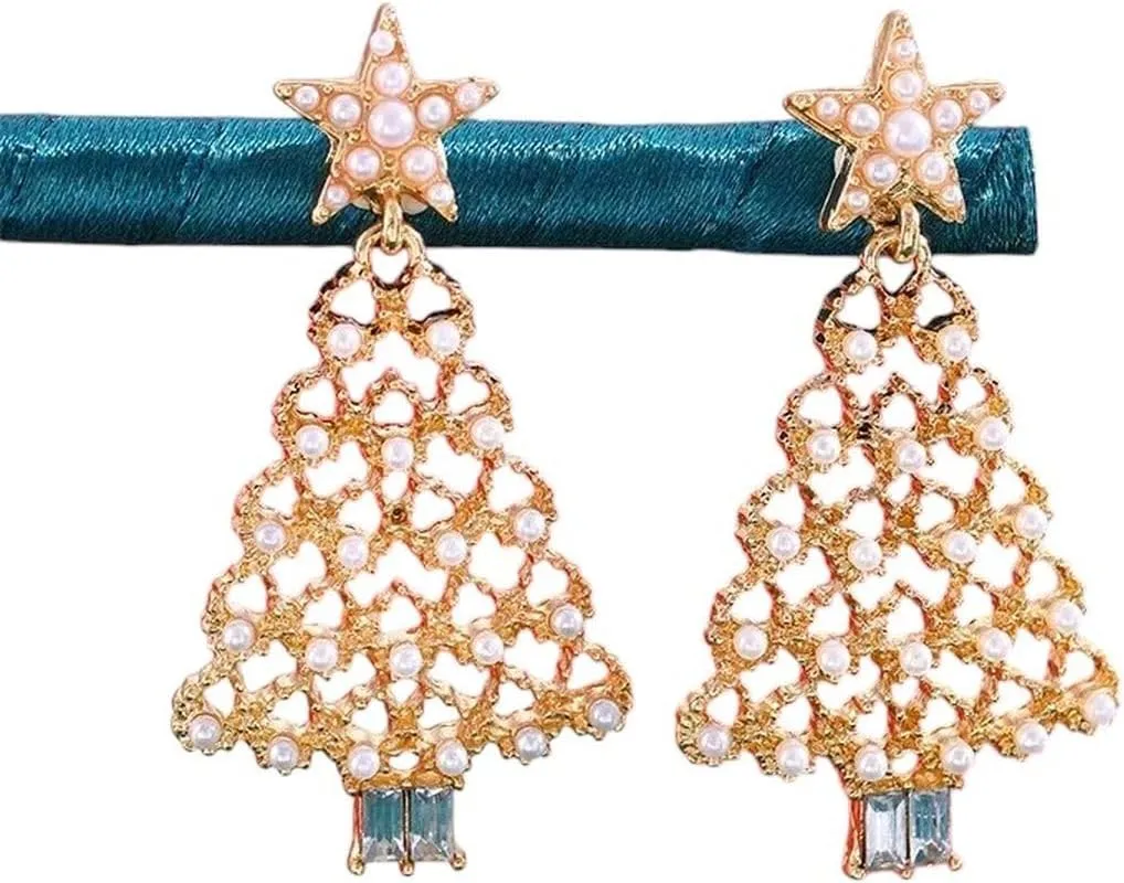 New 2026 Unisex Stainles Stell Geometry Charming Imitation Pearl Tree Zircon Stud Earrings For Women Fashion Jewelry Accessories Christmas Trendy Creative Gift For Women And Men