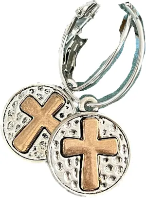 New Beautiful Silver Color and Gold Color Cross Hoop Earrings Faith Religion Believe Elegant Cute Unique Stunning Pretty jewerly perfect for any occasion KATL0A03944