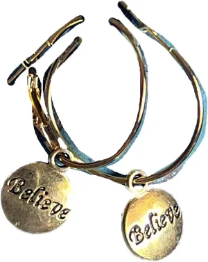 New Gold Color Lever Back Hoops Dangle Believe Earrings Faith Love Religion Elegant Cute Unique Stunning Pretty jewerly perfect for any occasion KATL0A01975