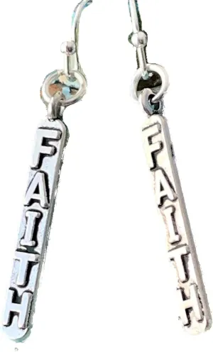 New Silver Color FAITH Dangle Earrings Love Believe Elegant Cute Unique Stunning Pretty jewerly perfect for any occasion KATL0A00012