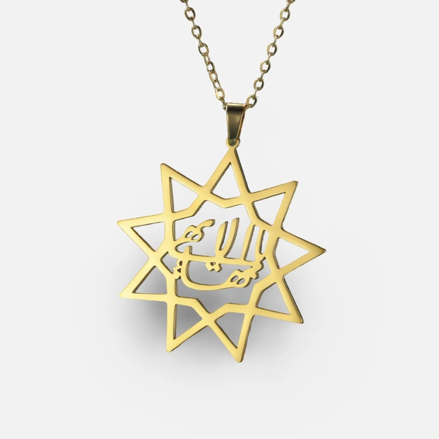 Nine Point Bahai Bahaism Star Necklace Earring Keyring Suit Persian Calligraphy Farsi Parsi Pendant Jewelry Gift Set