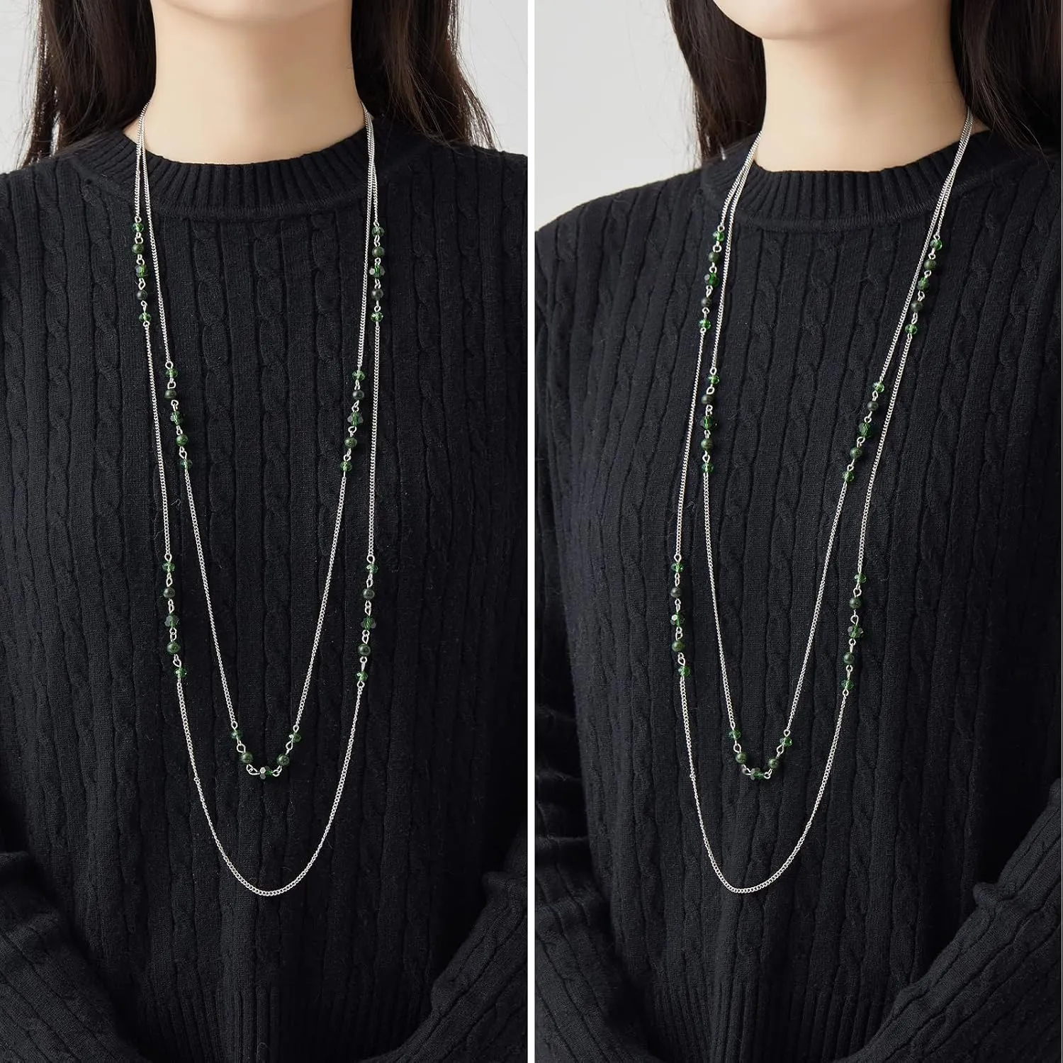 Noessla Long Silver Necklace for Women Bohemian Layered Statement Costume Long Necklaces for Women Fashion Jewelry Mothers Day Gifts
