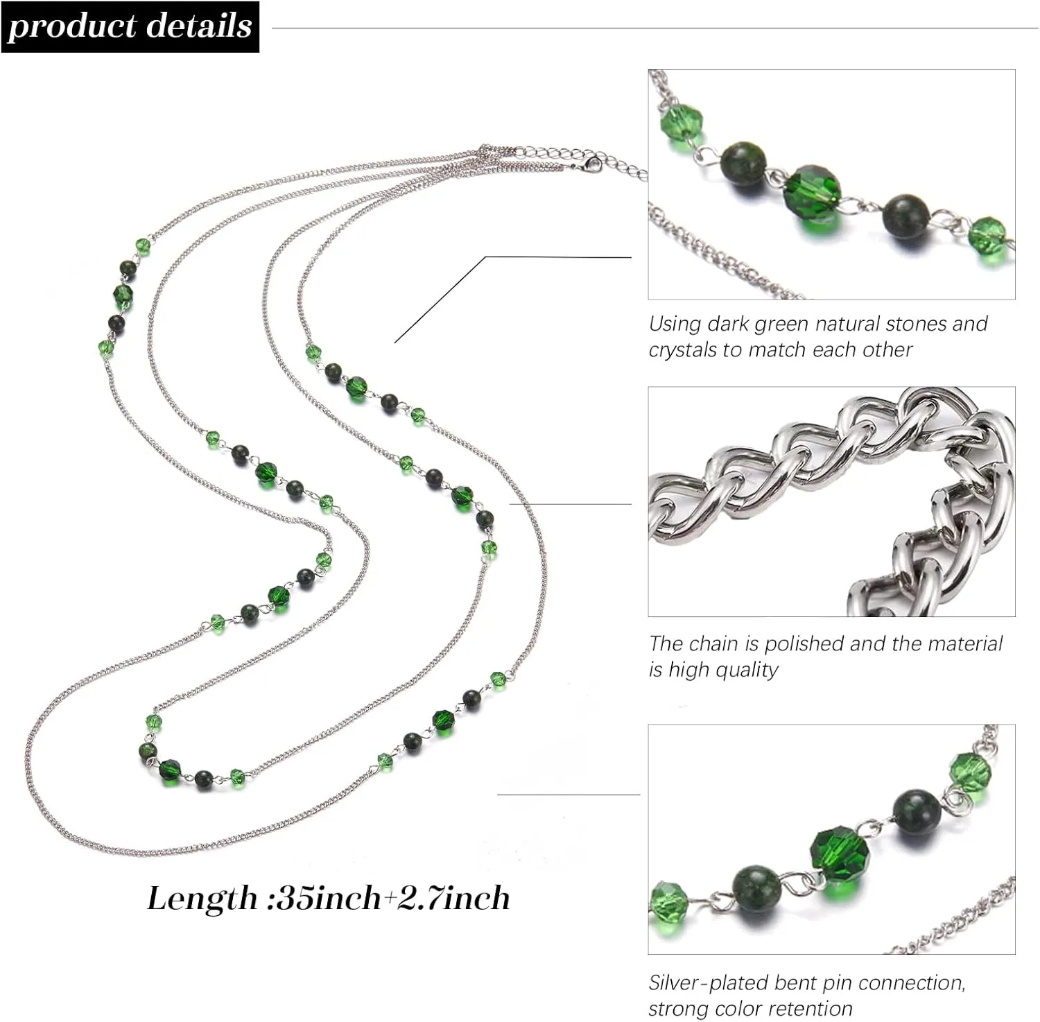 Noessla Long Silver Necklace for Women Bohemian Layered Statement Costume Long Necklaces for Women Fashion Jewelry Mothers Day Gifts