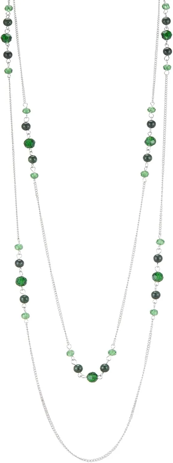 Noessla Long Silver Necklace for Women Bohemian Layered Statement Costume Long Necklaces for Women Fashion Jewelry Mothers Day Gifts