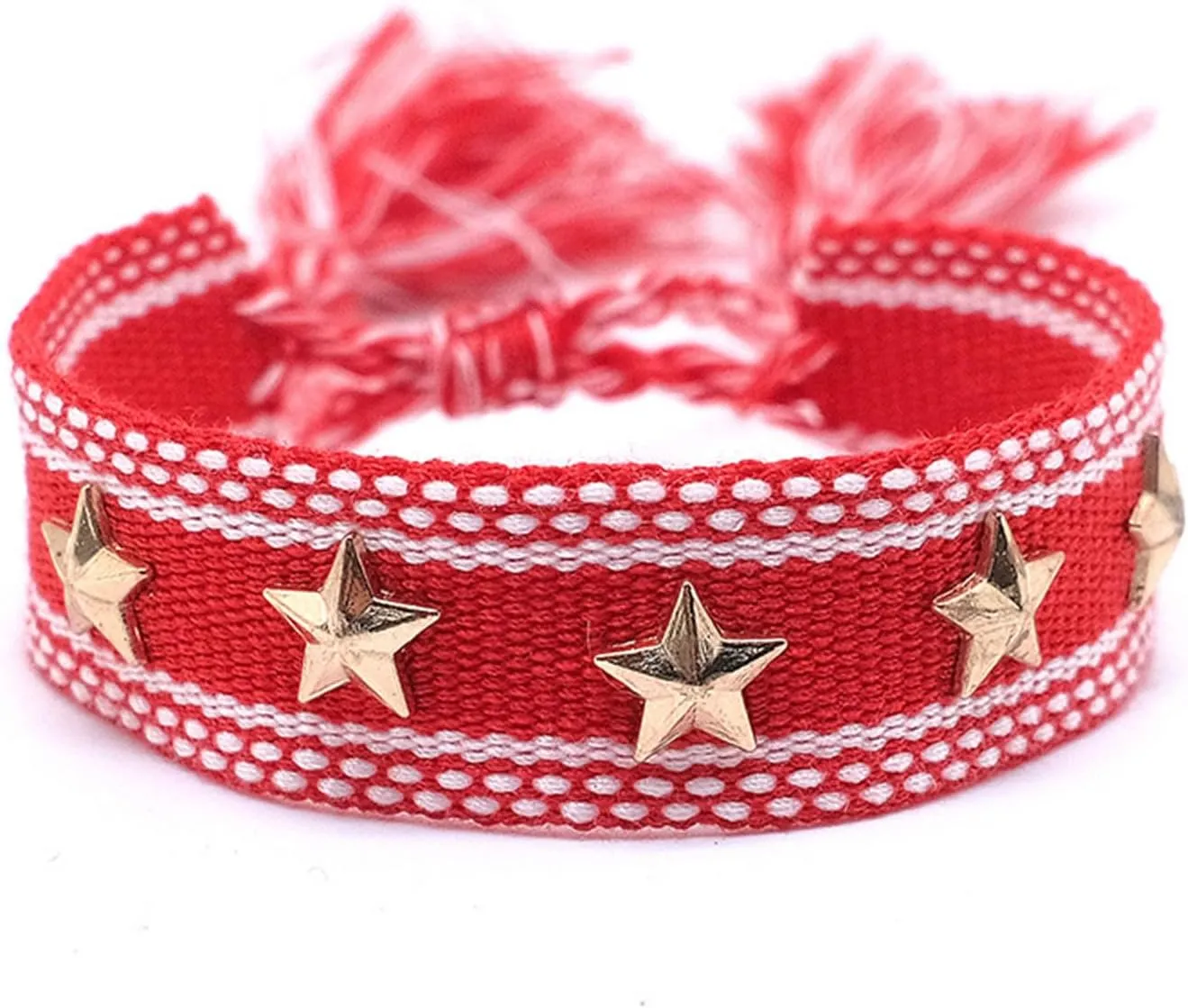 NUEAYMS Handmade Bohemian Bracelet Woven Bangle with Heart/Star Rivets Charm Fashionable Wrist Strap Jewelry for Women
