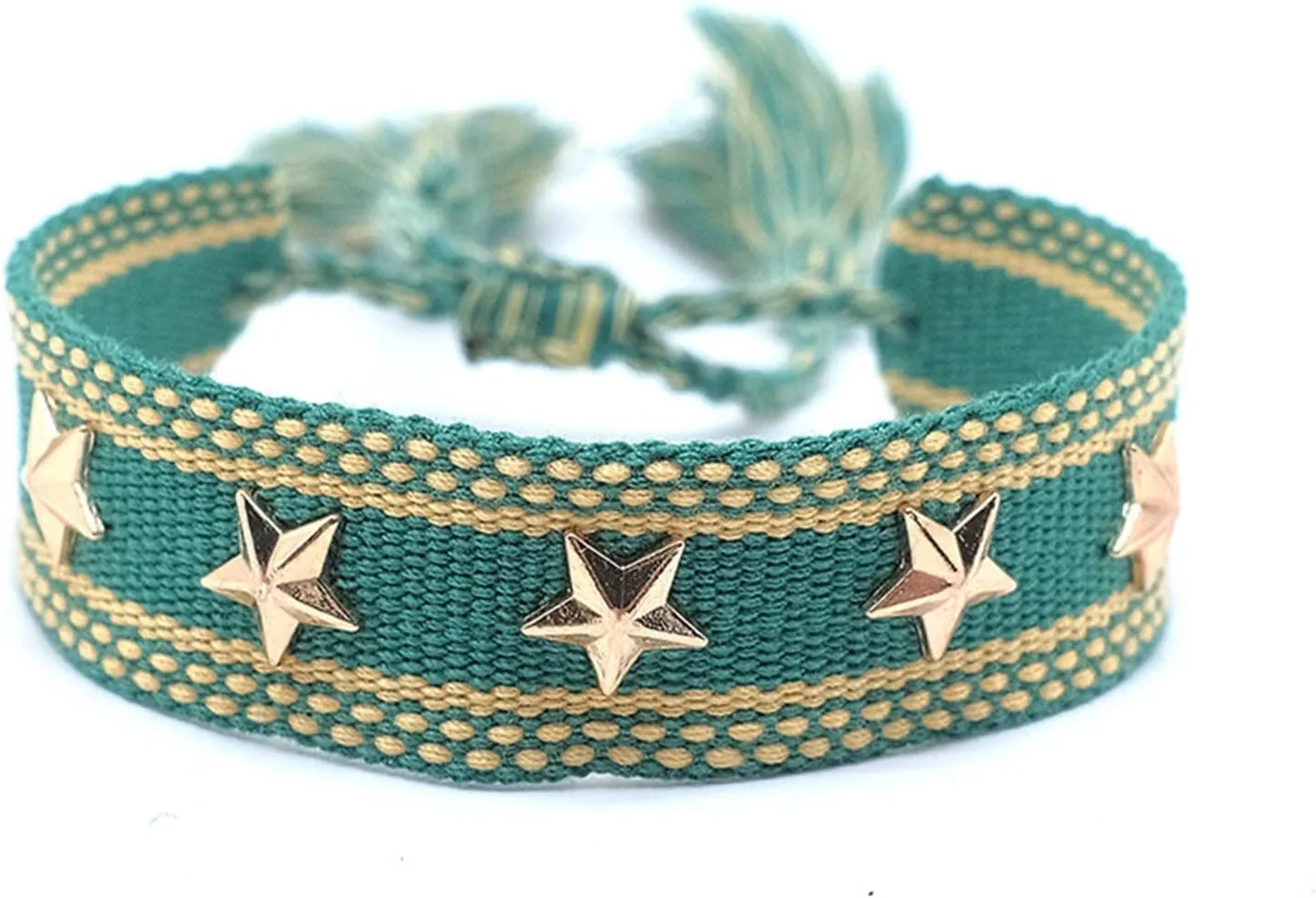 NUEAYMS Handmade Bohemian Bracelet Woven Bangle with Heart/Star Rivets Charm Fashionable Wrist Strap Jewelry for Women