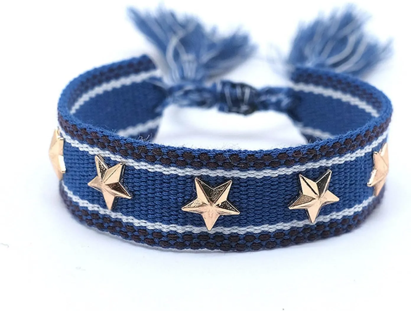 NUEAYMS Handmade Bohemian Bracelet Woven Bangle with Heart/Star Rivets Charm Fashionable Wrist Strap Jewelry for Women