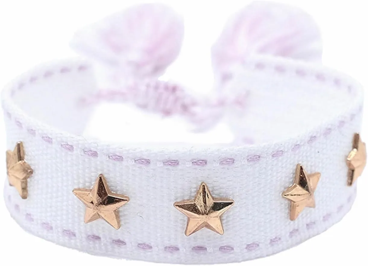 NUEAYMS Handmade Bohemian Bracelet Woven Bangle with Heart/Star Rivets Charm Fashionable Wrist Strap Jewelry for Women