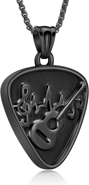 Oinsi Guitar Pick Urn Necklace for Ashes Cremation Jewelry Guitar Pendants Ashes Holder Memorial Necklace Cremation Jewelry for Human with Filling Kits