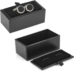 OLYCRAFT 2 Pcs Cufflink Box Gift Case Small Portable Organizer Boxes Vintage Gift Box with Sponge Inside and Snap Cover for Cufflinks Rings and Pendants Packaging
