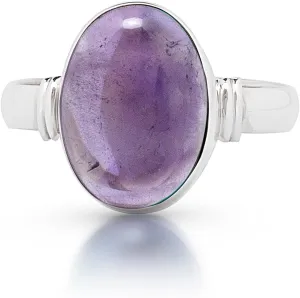 Oval Amethyst - 925 Sterling Silver Ring - Delicate BOHO Chic Jewelry - Fashionable and Stylish for Women with Velvet Gift Bag/Box - Made by Indian Artisans - Size 6-9
