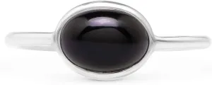 Oval Black Onyx 925 Sterling Silver Ring - Delicate BOHO Chic Jewelry - Fashionable and Stylish for Women with Velvet Gift Bag - Made by Indian Artisans - Size 6-9
